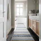 BESTSWEETIE 2x8 Area Rugs for Living Room Washable Moroccan Farmhouse Neutral Geometric Low Pile Non-Slip Soft Print Pattern Rug for Bedroom Kitchen Dining Room Entryway Blue/Brown