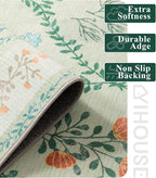 YIHOUSE 6x9 Washable Rug for Bedroom, Green Floral Rugs for Living Room Non Slip Ultra-Thin Large Boho Rug for Kids Playroom, Classroom, Girls Dorm, Nursery, Green Multi