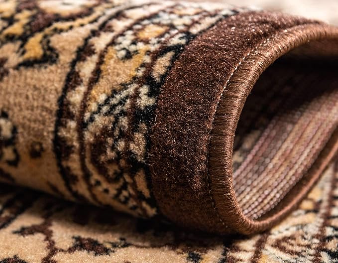 Unique Loom Reza Collection Traditional Persian Style Area Rug, 2 ft 2 in x 8 ft 2 in, Brown/Ivory