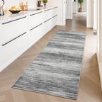 PADOOR Modern Abstract Runner Rug - 2x8 Washable Hallway Rugs, Ultra Soft Non-Slip Low Pile Floor Rugs for Hallway Entryway Kitchen Bedroom Bedside Laundry Room Black