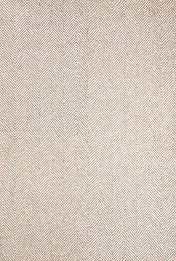 Modern Herringbone Chevron Collection Handcrafted Wool Area Rug - Durable, Zigzag Pattern, for High Traffic, Contemporary Design for Living Room, Bedroom, Dining Room Decor (Sand Beige, 8' x 8')
