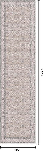 Kuden 2'6"x10 Runner Rug, Machine Washable Area Rug with Non-Slip Backing, Vintage Style, Soft, Easy Clean, Low Pile Rug for Hallway, Entryway, Kitchen, Bedroom