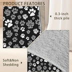 Cat Paws Black Area Rug for Living Room, Non-Slip Backing Low Pile Modern Abstract Rug for Indoor Use, 5x7 Washable Carpet