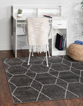 Unique Loom Trellis Frieze Collection Area Rug - Geometric (3' Square, Dark Gray/ Ivory)