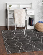 Unique Loom Trellis Frieze Collection Area Rug - Geometric (3' Square, Dark Gray/ Ivory)