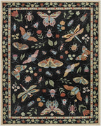 Lahome Insect Area Rugs 8x10, Non Slip Washable Rugs for Living Room 8x10 Rug, Soft Modern Bedroom Rug Under Bed Ultra-Thin Large Carpet for Dining Room Office Playroom, Black