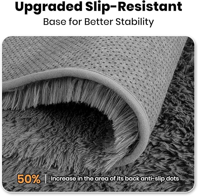 Zentavio Area Rugs for Living Room Grey Rugs for Bedroom Large 6x9 Carpet Fluffy Furry Soft Shag Aesthetic Plush High Pile Gray Throw Rug for Nursery Kids Room Dorm