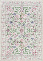 Wonnitar Floral Purple Rug for Bedroom, Washable 5x7 Area Rugs for Dorm, Boho Soft Non Slip Ultra-Thin Indoor Floor Carpet for Kids Room Nursery Living Room Classroom, Light Purple/Pink