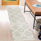 Area Rug 2x10 Rug Machine Washable Non-Slip Low Pile Print Pattern Western Rug for Living Room Bedroom Entryway Tribal Series -Navywhite/Black