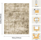 8x10 Machine Washable Area Rug for Living Room, Brown Modern Vintage Abstract Rug Large Non-Slip Low Pile Soft Faux Wool Carpet, Kids and Pets Friendly for Bedroom Dining Room Farmhouse Home Decor Rug
