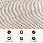 Rugshop Beige and Brown Geometric Area Rug – Soft Abstract Line Pattern Carpet for Living Room, Bedroom, or Office – Contemporary Neutral Decor Accent 2' 3" x 4' Beige