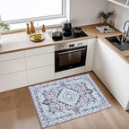 2x3 Small Area Rug for Entryway, Soft Washable Rugs with Non-Slip Backing for Bedroom Kitchen, Vintage Throw Carpet Laundry Entry Door Decor, Blue & Brown