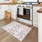 KUTA Moroccan Rugs for Entryway, 2x3 Multi-Color Area Rug Non-Slip Washable Small Indoor Door Mat, Ultra Soft Vintage Geometric Low-Pile Floor Carpet for Entrance, Kitchen