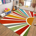 Rainbow Sun Area Rug,5x8ft,Medieval Vintage Geometric Rugs,Boho Style Bedroom Decor Rug Soft Machine Washable Carpet for Indoor Bedroom Living Room Office Decor