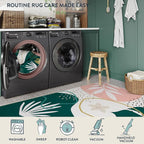Lahome Washable Rug 5x7 - Rugs for Living Room 5x7 Non-Slip Ultra-Thin Carpet for Bedroom Cute Soft Kids Nursery Rug, Boho Botanical Print Indoor Floor Rug for Entryway Office (5'x7',Green/Pink)