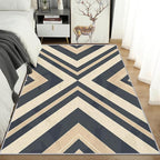 Modern Geometric Rug, Washable 5x7 Rug for Living Room, Herringbone Chevron Patterned Indoor Carpet, Modern Geometric Decor for Home, Bedroom, Soft Non Slip Thin Design FER78