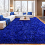 Blue Fluffy Area Rugs for Bedroom, Soft Shaggy Carpets for Living Room, Upgrade Anti-Skid Fuzzy Rugs for Kids' Room, Perfect Decor for Modern Home 6x9 Feet