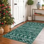 KUTA 3x5 Christmas Enreyway Rug, Moroccan Boho Washable Area Rugs for Living Room Non Slip, Green Ultra Soft Print Distressed Geometric Low-Pile Entry Throw Carpet for Bedroom Nursery Dorm