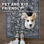 KILOCOCO Area Rug 4x6 Entryway Rug Washable Printed Vintage Floral Rubber Backed Non Slip Indoor Kitchen Rugs for Laundry Room Playroom Bedroom Living Room Moroccan Area Rugs, Navy/Charcoal