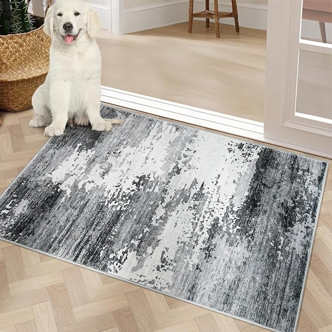 COMSLE Door Mat Soft Absorbent Indoor Front Entryway Rug Machine Washable Entrance Mats for Muddy Paws Non Slip Throw Rugs 20" x 32" Doormat for Inside Foyer Bedroom - Gray