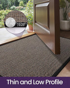 DEXI Ultra Thin Entryway Door Mat 24x36, Non Slip Rubber Backing Inside Entry Mat, Low Profile Easy Clean Dirt Trapper Doormat for Inside Entrance Patio, Black