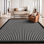 Beverly Rug Micro Loop Area Rug Black/White 6x9 Geometric Modern Luxury Zebra Durable Soft Indoor Rugs for Living Dining Room Office Stain Resistant Non Shedding Casual Indoor Carpet 6 x 9