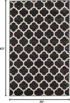 Rugs.com Lattice Collection Rug – 3' x 5' Black Medium Rug Perfect for Entryways, Kitchens, Breakfast Nooks, Accent Pieces