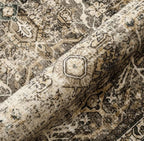 Vintage Area Rug 3x5 Brown Entryway Office Washable Carpet Non Slip Bedroom Indoor Living Room Door Mat Low Pile Traditional Distressed Retro Accent Rug for Dining Room Bathroom Kitchen