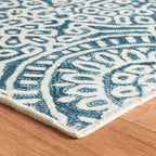 Dash & Albert Temple Ink Machine Washable Rug, 7.5 X 9.5 Feet, Blue Geometric Pattern