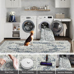 jinchan Kelda Runner Rug 3x8 Washable Rug Soft Hallway Runner Indoor Vintage Print Floor Cover Retro Distressed Lightweight Non-Slip Thin Carpet for Bathroom Kitchen Living Room Bedroom Grey