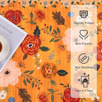 U'Artlines 5x7ft Fall Floral Area Rug, Machine Washable Ultra Soft Low Pile Non Slip Non Shedding Accent Floor Carpet for Living Room, Bedroom, Dining Room, Office (Orange)