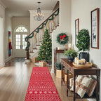 Lahome Christmas Runner Rug 2x6 for Hallway Red Non Slip Washable Low Pile Carpet Moroccan Snowflake Throw Rug Runner for Kitchen Entryway Laundry Bathroom Narrow Space Xmas Holiday Decor