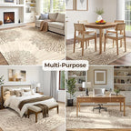 WITSHOCK 5x7 Area Rugs for Living Room: Beige Floral Washable Rugs for Bedroom Dining Room Office Nursery Modern Non-Slip Stain Resistant Low Pile Home Decor（Beige/Brown,5'x7'）