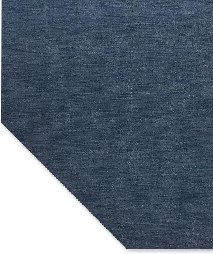 Hand Knotted Loom Wool ECO-Friendly Area Rugs - 6'x6', Octagon, Blue Color, Solid Plain Design, High Pile Thick Handmade Anti Skid Area Rugs for Living Room, Bed Room (L00111)