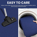 IOHOUZE Washable Runner Rug 2.6x12 Non Slip Extra Long Hallway Runner Entryway Runner Indoor, Kitchen Rugs Woven Cotton Floor Carpet for Hall Entrance Stair, Royal Blue/Navy