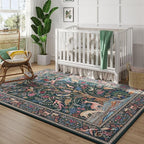 Rugcomf Area Rugs 9x12 Living Room Vibrant Tree of Life-Patterned Vintage Washable Rug Non Slip Low Pile Large Rug for Bedroom Farmhouse Dining Room Kids Playroom, Green