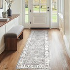 jinchan Fiora Runner Rug 2x5 Machine Washable Hallway Rug Grey Vintage Floral Print Non-Slip Low Pile Ultra-Thin for Kitchen, Entryway, Laundry Room, Bedroom, Farmhouse (2‘x5’, Grey)