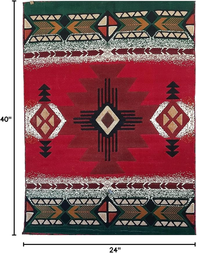 YHSF South West Native American Area Rug C318 - Easy Clean, Thick, Soft, Durable Native Tribal American Indian Inspired Rug for Bedroom/Living Room and More - Red, 8 Feet x 10 Feet