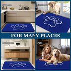 OLANLY Dog Door Mat for Muddy Paws 36x24, Paw Print Design, Absorbs Moisture and Dirt, Non-Slip Washable Doormat, Quick Dry Chenille Mud Mat for Dogs, Entry Indoor Entryway Carpet, Royal Blue