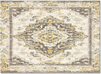 Bohemian Pattern Rectangular Area Rugs for Living Room Bedroom 3 x 5 ft Brown & Yellow Abstract Non-Shedding Soft Low Pile Rug Non Slip Washable Rug for Nursery Entryway Playroom