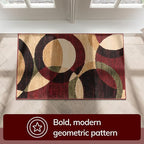 Well Woven Dulcet Bingo Red Modern Geometric Area Rug – 2x4 (2’7” x 3’11”) | Soft Durable Polypropylene Rug for Living Room, Bedroom, or Entryway | Stain & Fade Resistant, Easy to Clean, Medium Pile