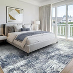 Area Rug for Living Room 10x14 - Extra Large Washable Neutral Modern Abstract Rugs, Soft Carpet with Non Slip Backing for Under Dining Room Table, Bedroom, Home, Office, Dorm - Indigo Gray