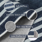 Beeiva Striped 2X6 Runner Rug for Bathroom, Washable Runners for Hallways Entryway, Blue Runner Rugs with Non Slip Rubber Backing, Soft Low Pile Floor Carpet for Indoor Kitchen Porch Bedroom