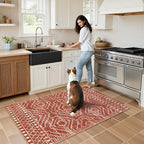 Wonnitar Moroccan Washable Area Rug, 3x5 Non-Slip Rugs for Living Room, Geometric Tribal Kitchen Entry Throw Mat, Soft Low Pile Non-Shedding Carpet for Bedroom Apartment Dorm (Brown,3'x5')
