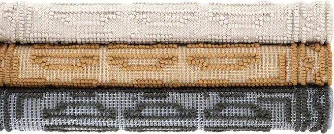 Dash and Albert Campbell Iron Handwoven Wool Rug, 5 X 8 Feet, Neutral/Grey Geometric Pattern - Premium Luxury Hotel Quality Soft Breathable Hypoallergenic Machine Washable Easy Care All Season
