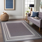 Beverly Rug Non Slip Area Rugs 3x5 Modern Bordered Non Skid Rubber Backing Soft Area Rug for Living Dining Room Easy to Clean Non Shedding Kitchen Bedroom Indoor Carpet 3 x 5 Gray