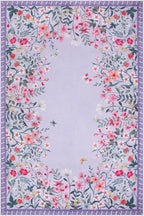 Wonnitar Washable 4x6 Rug, Purple Rugs for Girls Bedroom, Soft Non-Slip Nursery Area Rug, Floral Rug Kids Room Low Pile Throw Carpet for Dorm Decor (Purple,4'x6')