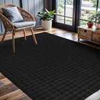 CAMILSON Modern Black Non Slip Rug 4x6 Ultra Soft High Pile Area Rugs Non Skid Rubber Backing Durable & Easy to Clean Carpet for Living Room Bedroom Kids Room Indoor Use (4 x 6 Black)