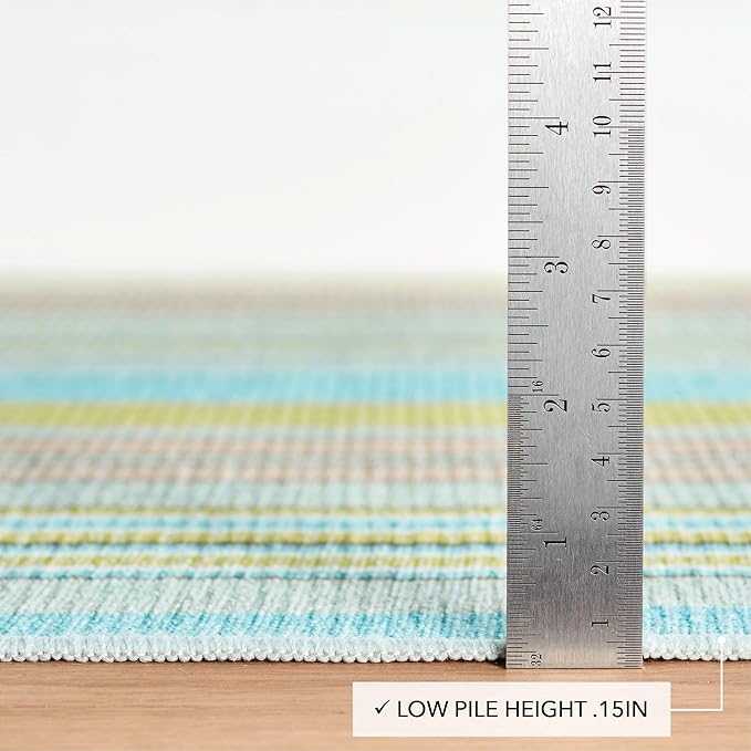 Dash & Albert Aquinnah Ticking Machine Washable Rug, 6 X 9 Feet, Multi Stripe Pattern