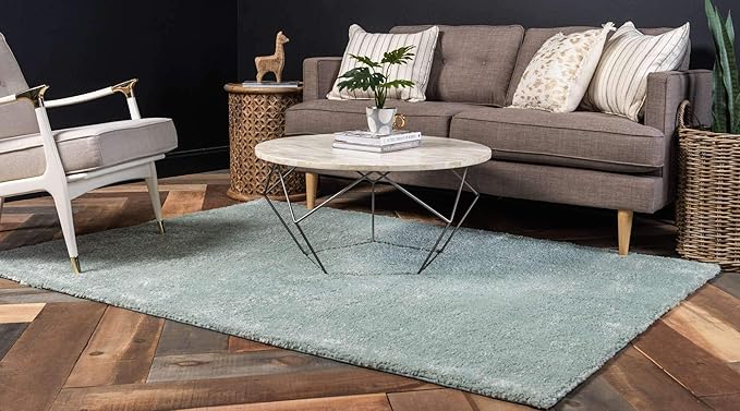 Unique Loom Solo Collection Area Rug - Calabasas (7' 10" x 10' Rectangle, Light Blue)